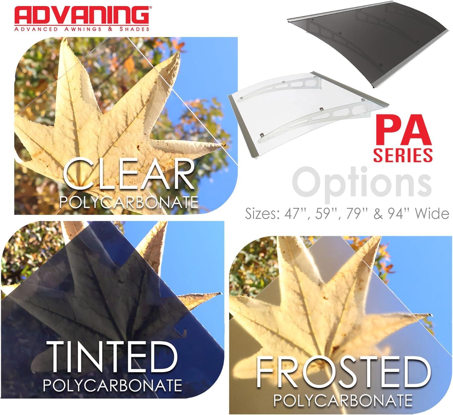 PA Series 2' 11 13/32" D Convex Door Awning