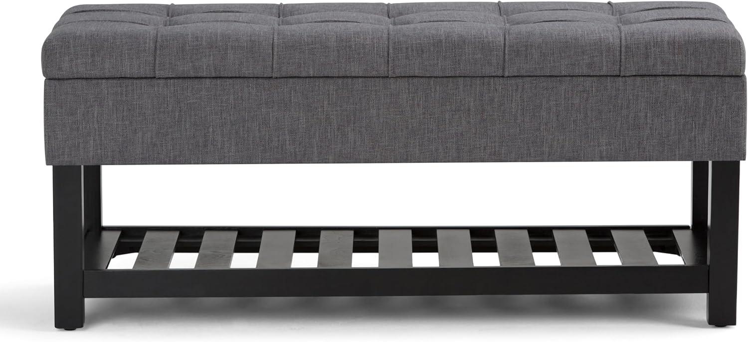 Simpli Home Saxon 43"W Tufted Transitional Storage Ottoman Bench with with Lift-Top Lid
