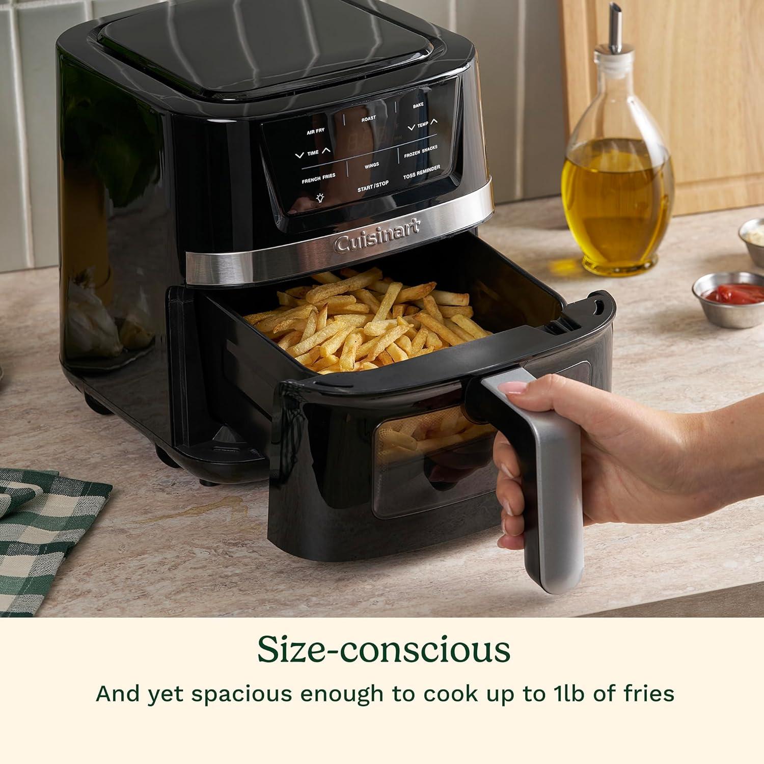 Cuisinart 2.6qt Basket Air Fryer Black/Stainless Steel Finish AIR-80: 1100W, Cool Touch Handle, Dishwasher-Safe Parts