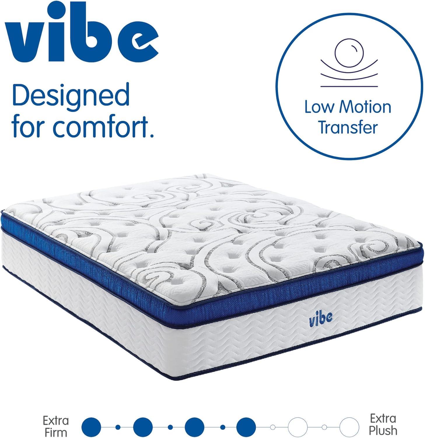 Vibe Quilted Hybrid Mattress, 12-Inch Innerspring and Pillow Top Gel Memory Foam Mattress, CertiPUR-US Certified Bed in a Box, Full