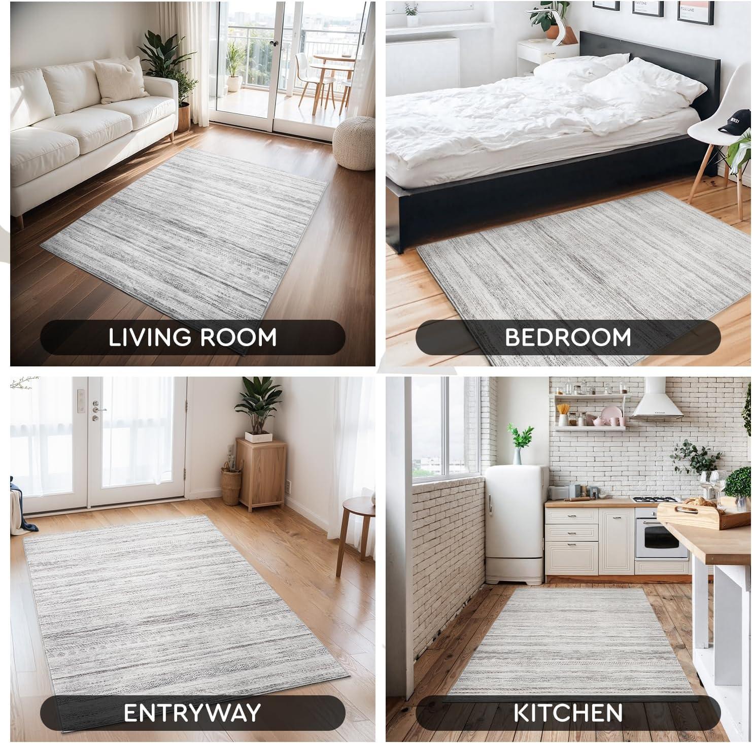 Nuloom Kira Pet Friendly Machine Washable Geometric Area Rug, 3' x 5', Grey
