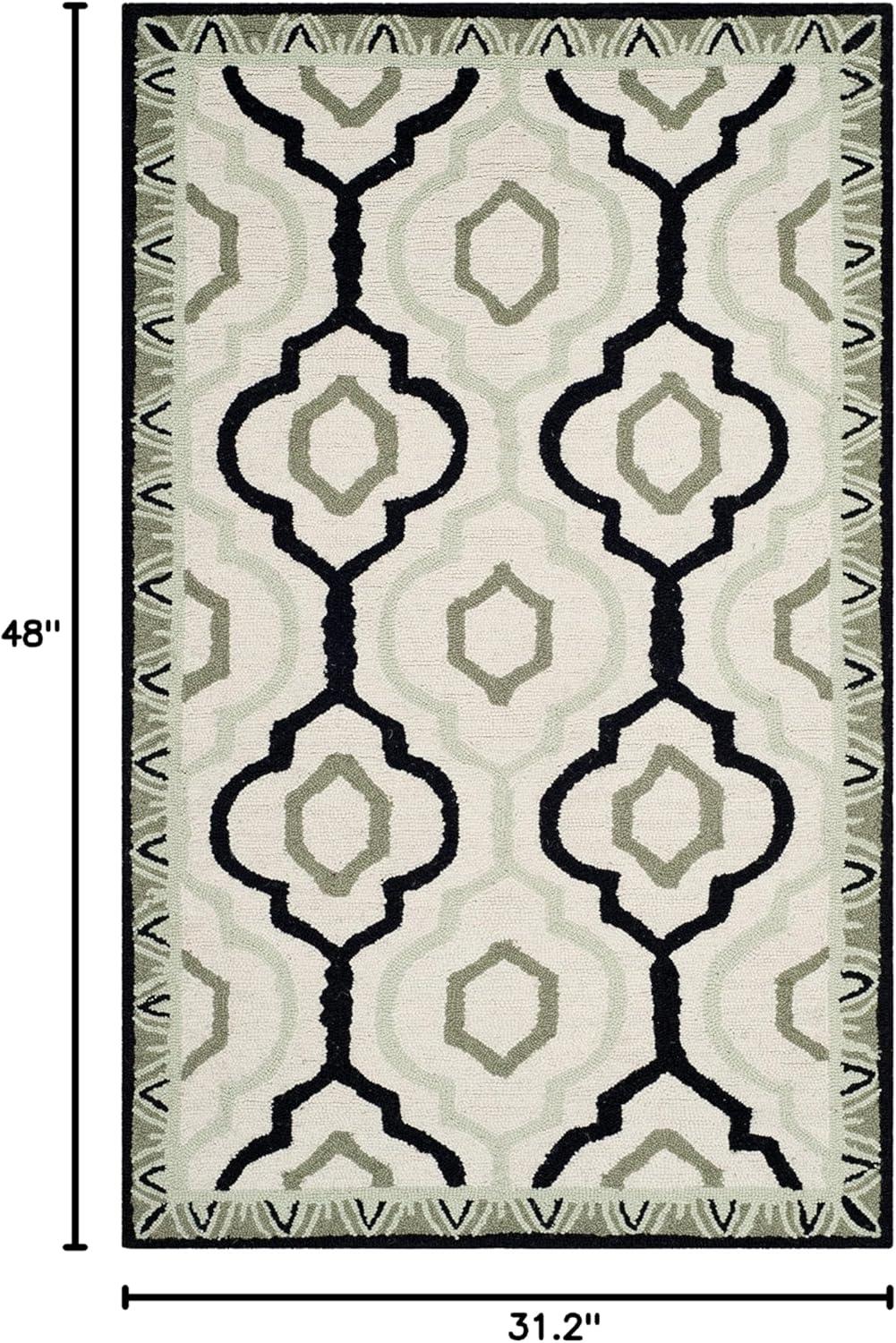 SAFAVIEH Chelsea Phyllis Geometric Wool Area Rug, Ivory/Black, 2'6" x 4'