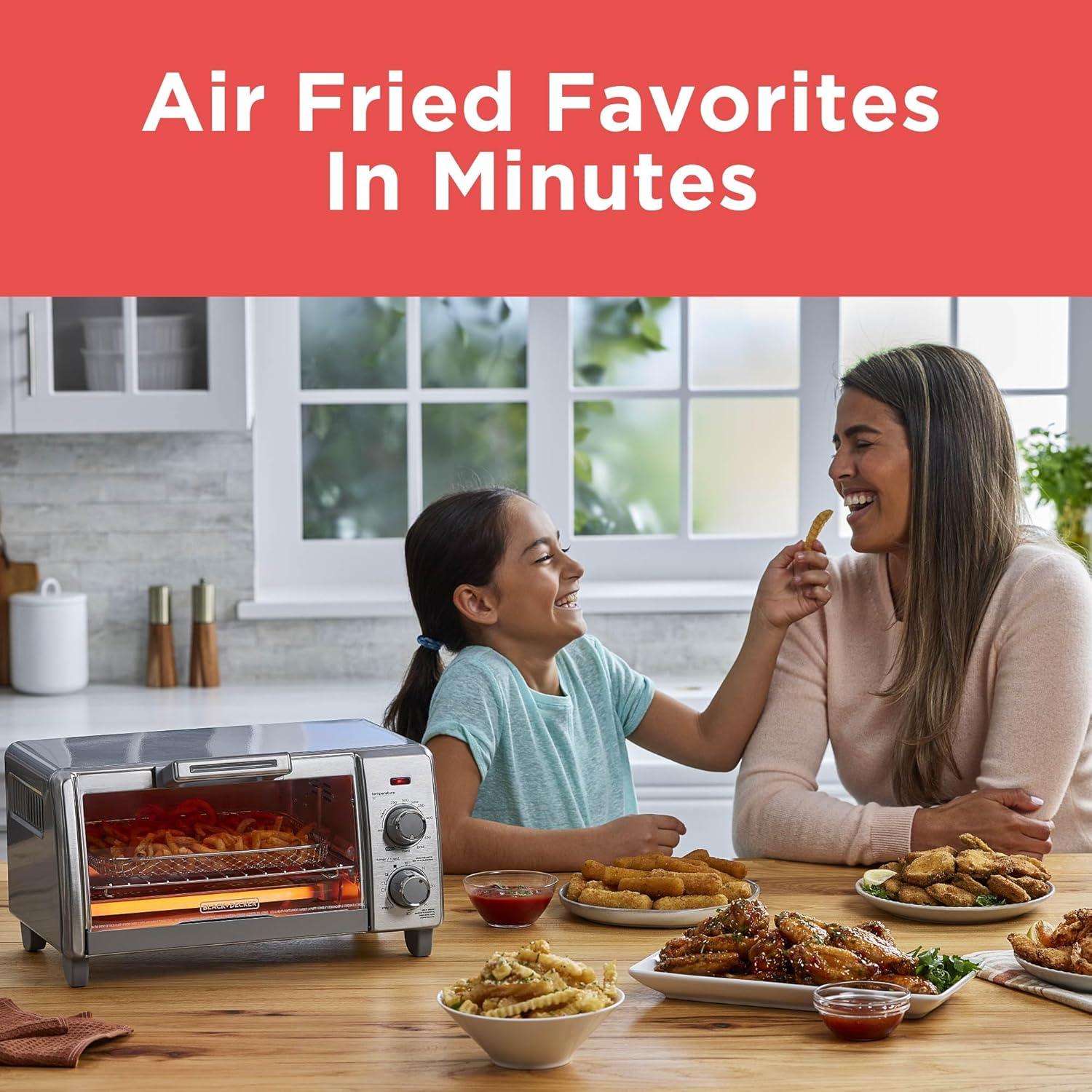 BLACK+DECKER BLACK+DECKER 4-Slice Crisp N Bake Air Fry Toaster Oven, TO1787SS, 5 Cooking Functions, 30 Minute Timer, Stainless Steel