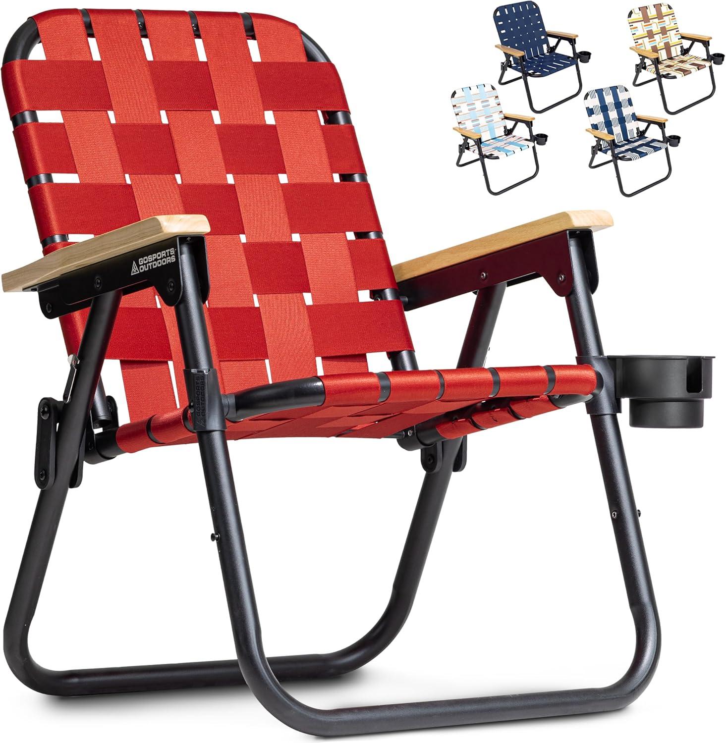 GoSports GoSports Outdoors WOVN Premium Beach & Camping Chair - Folding Backpack Chair for Adults