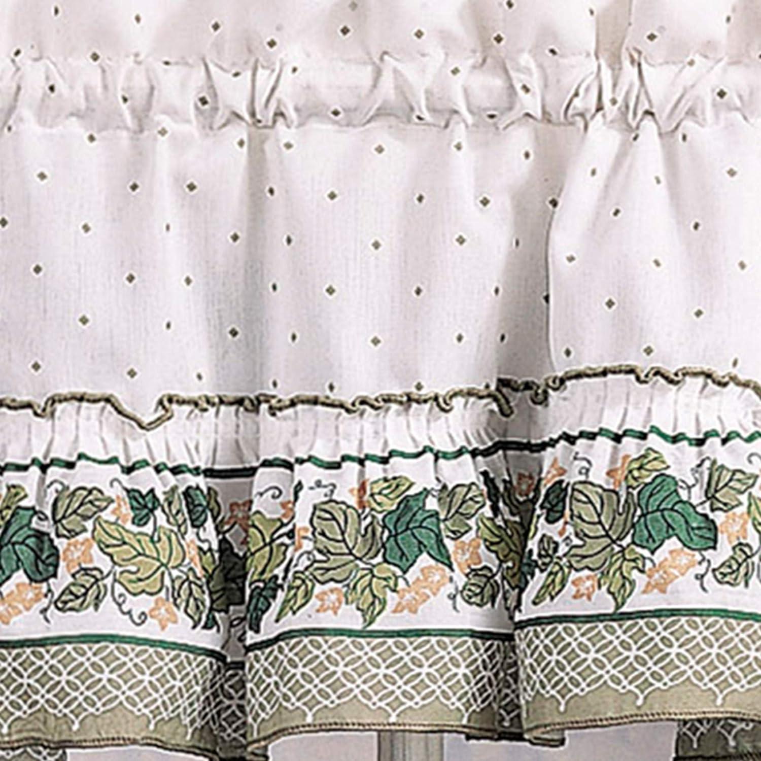 CHF & You Cottage Ivy Kitchen Curtains Tiers 56x24, Adult