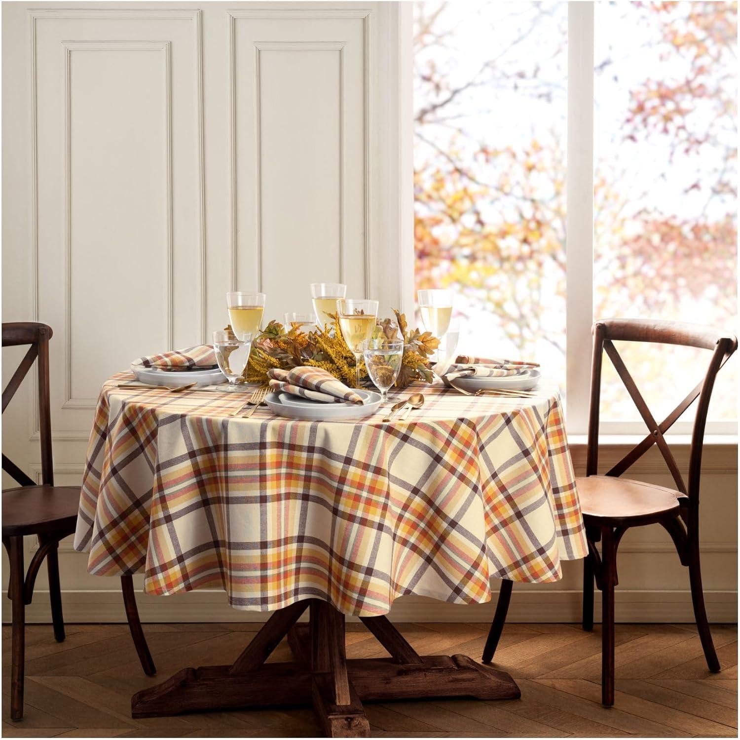 Elrene Russet Harvest Woven Plaid Tablecloth - Elrene Home Fashions