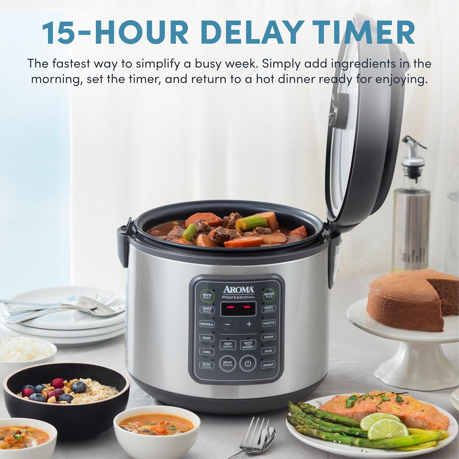 Aroma AROMA® Professional Digital Rice Cooker, 10-Cup (Uncooked) / 20-Cup (Cooked), Multicooker, Slow Cooker, 5 Qt