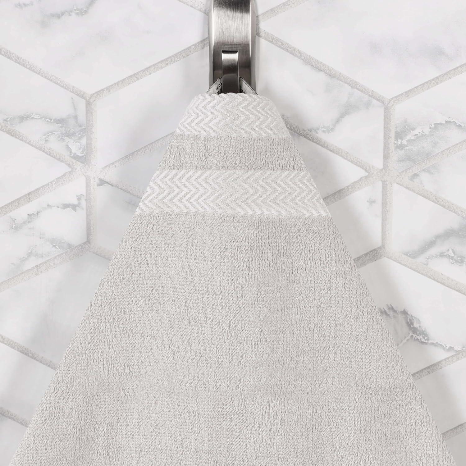 Superior Hays Cotton Plush Soft 3 Piece Towel Set, Platinum