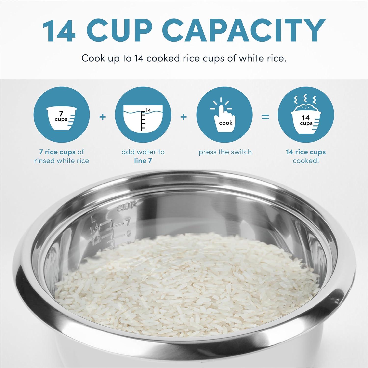 Aroma AROMA® Select Stainless® Pot Style Rice Cooker, 3-Cup (Uncooked) / 6-Cup (Cooked), Stainless Steel Inner Pot