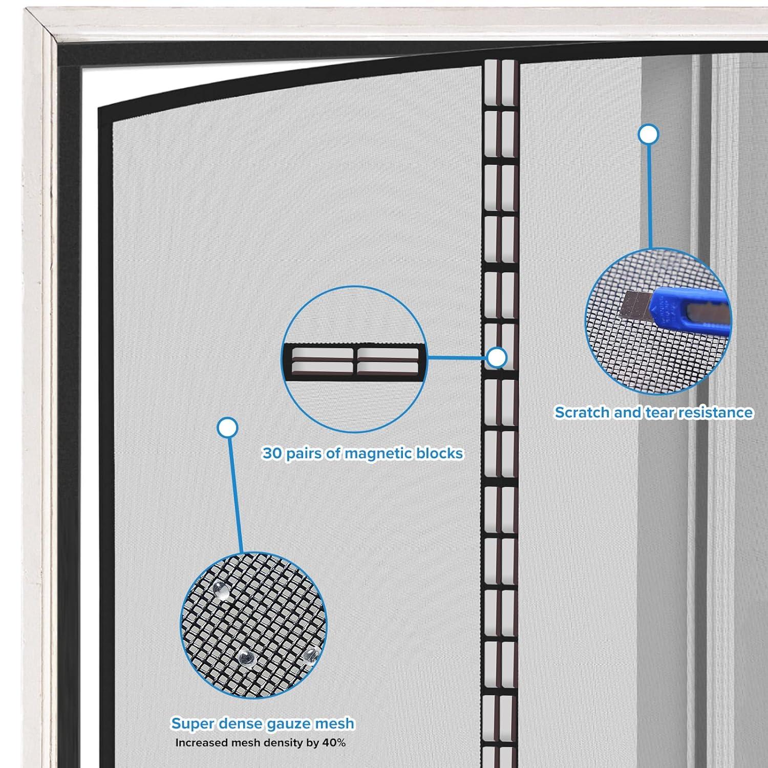 Magnetic Screen Door with Upgraded PET Material Mesh- Easy Installation, Tear-Resistant, Pet and Kid Friendly Screen 38"X84" Fit Door Size 36"X82"