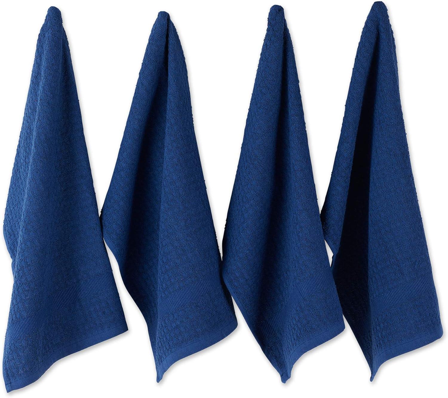 Solid Nautical Blue Cotton Terry Dishtowel Set of 4