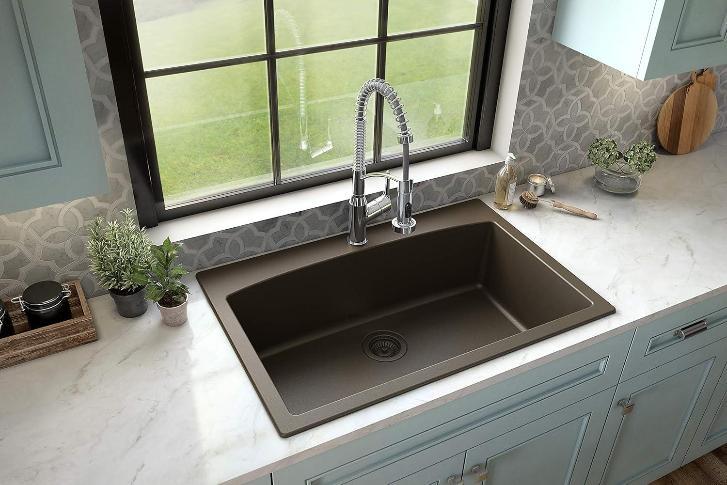 Karran Drop-in Quartz Composite 33'' X 22'' 1-Hole Single Bowl Kitchen Sink