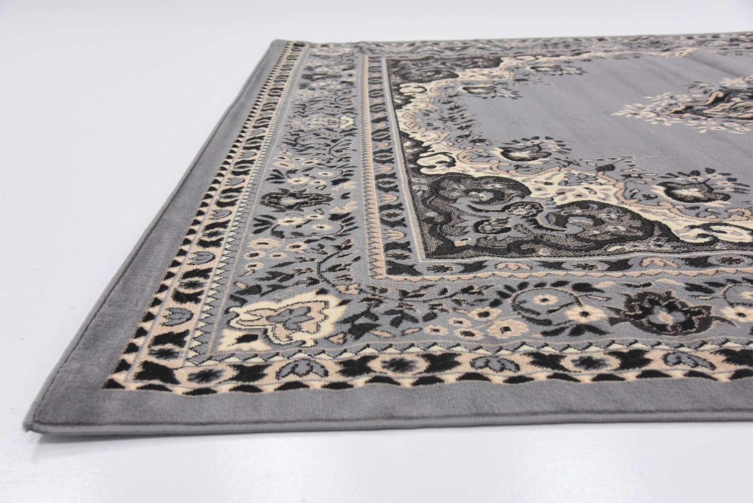 Elegant Medallion 9' x 12' Synthetic Area Rug in Red, Black, and Cream