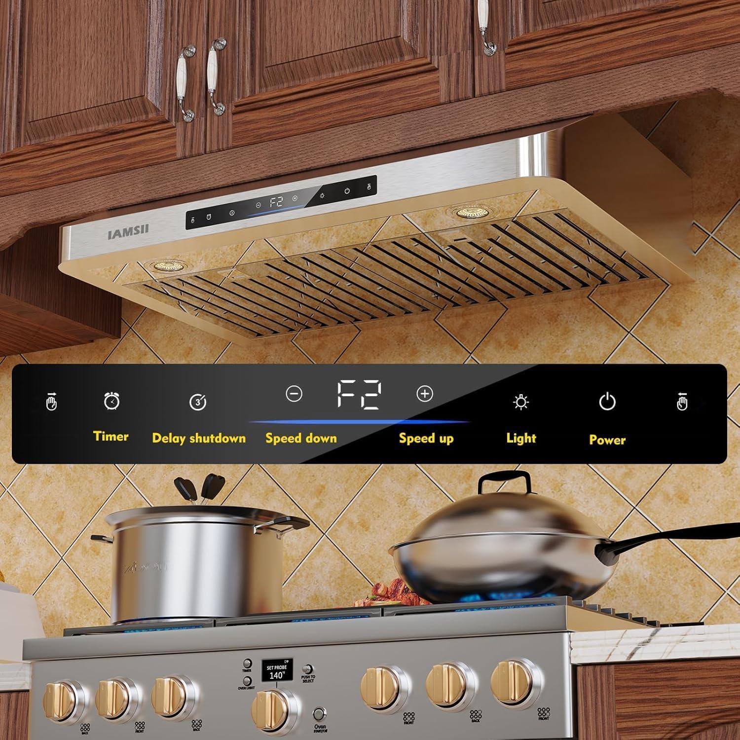 36 in. 900 CFM Ducted Under Cabinet Range Hood in Stainless Steel with Remote Control and LED Lights