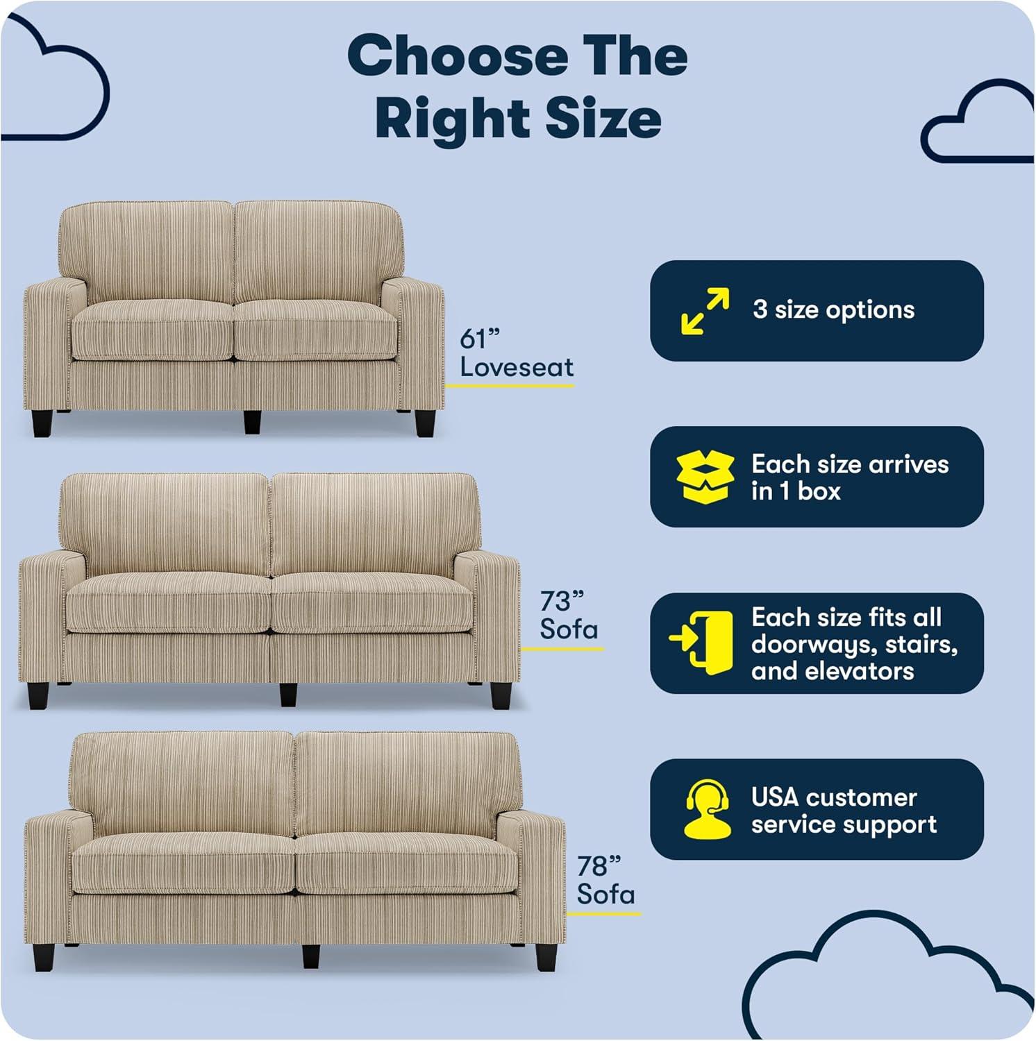 Serta Palisades 78" Track Arm Sofa, Easy Care Fabric, Soft Pillow Back, Pocket Coil Seat Cushions