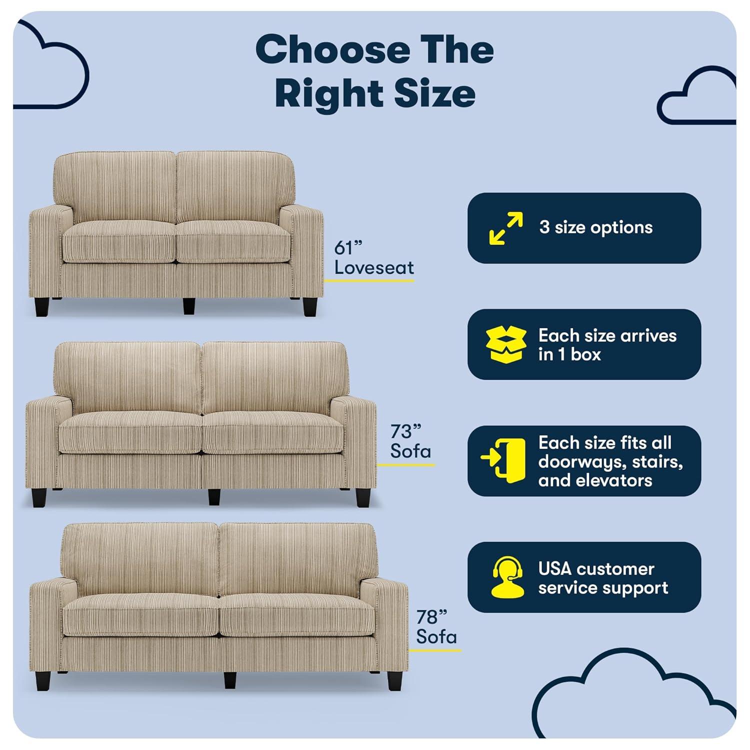 Serta Palisades 78" Track Arm Sofa, Easy Care Fabric, Soft Pillow Back, Pocket Coil Seat Cushions