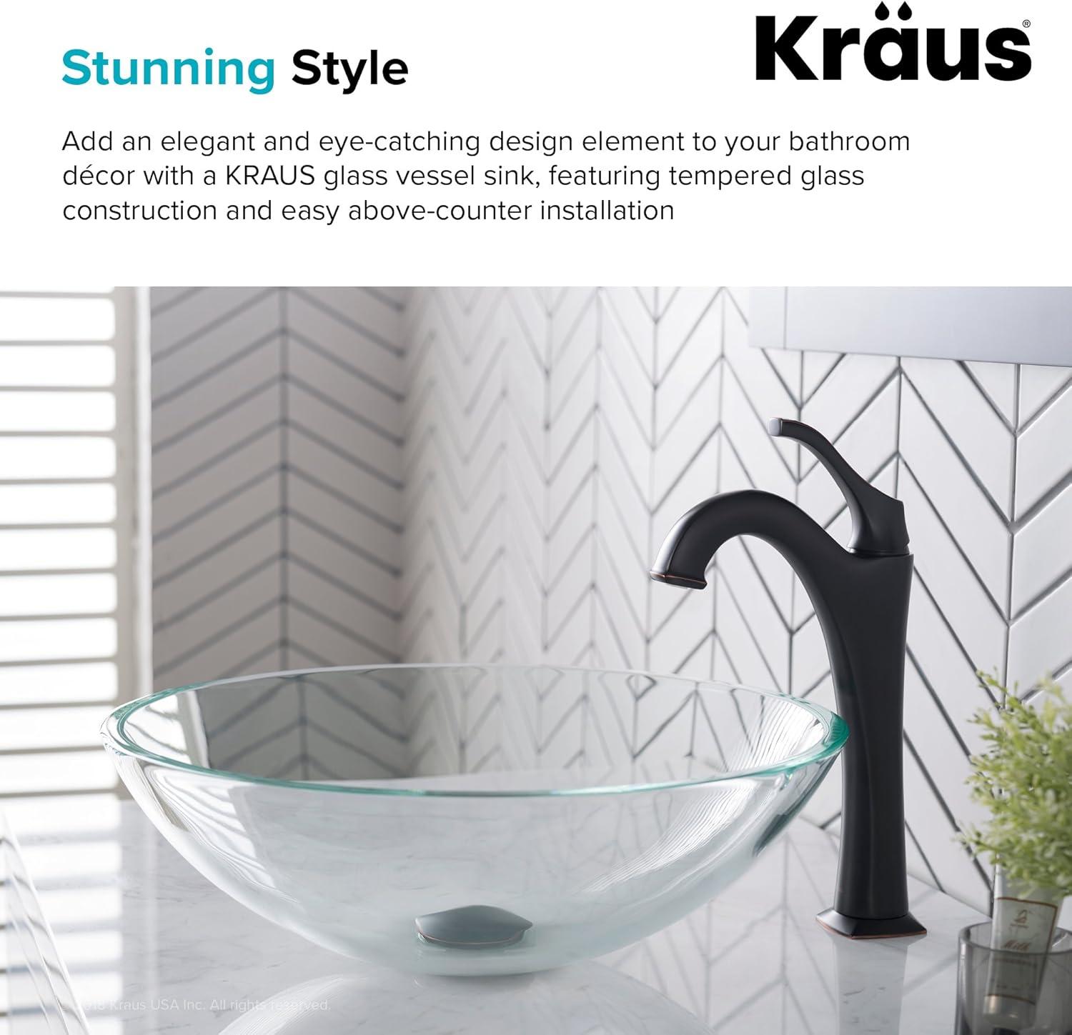 Clear Glass Glass Circular Vessel Bathroom Sink