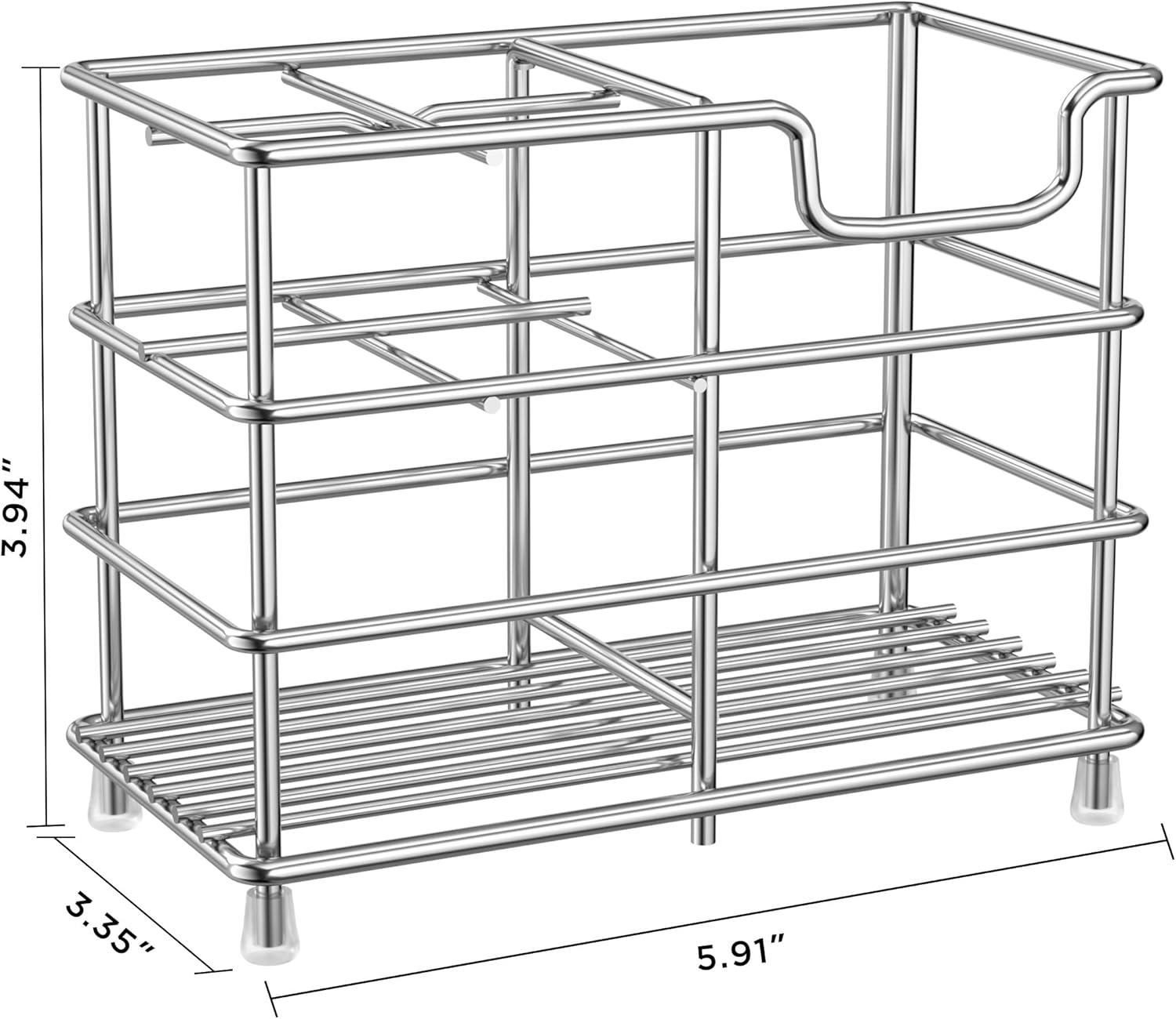 Small bathroom toothbrush holder, 5 compartments silver