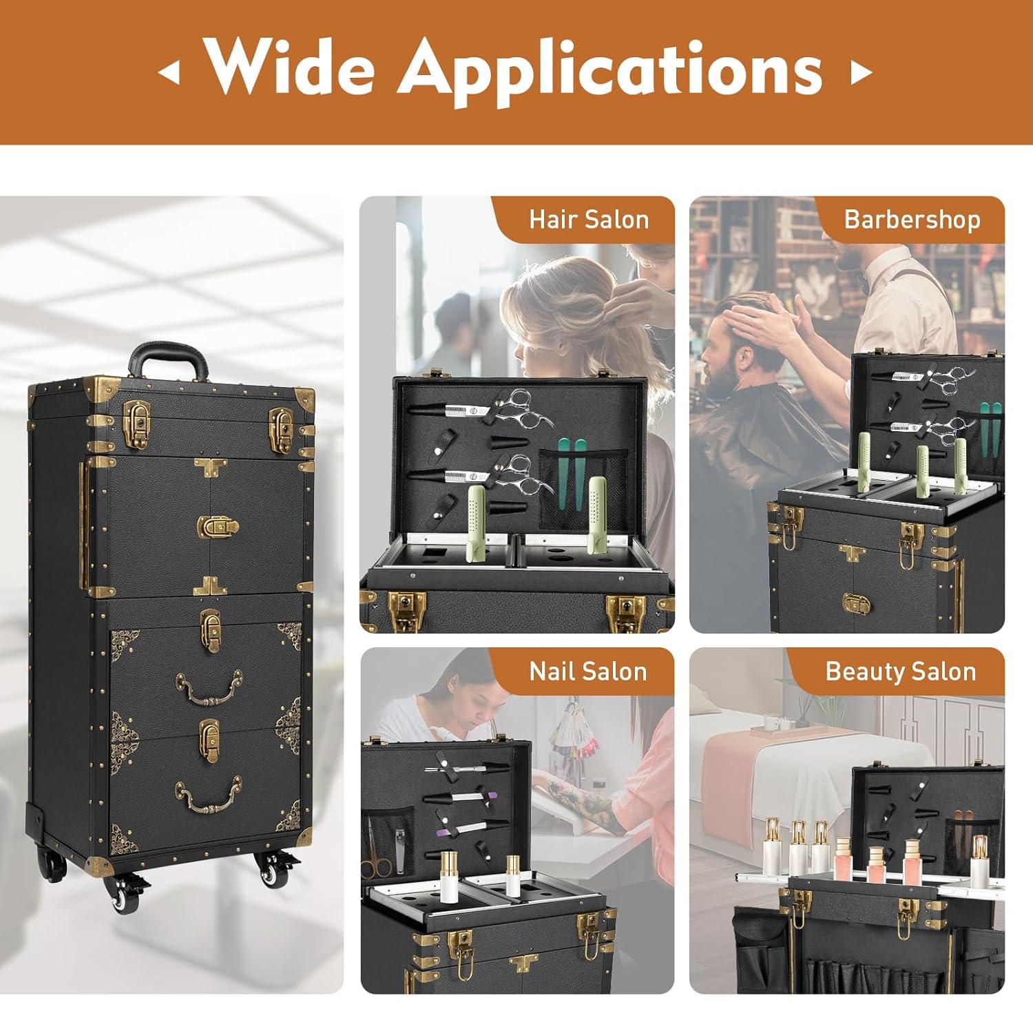 YaoTown Lockable Hairdressing Organizer Tool Box with Hair Dryer Holder