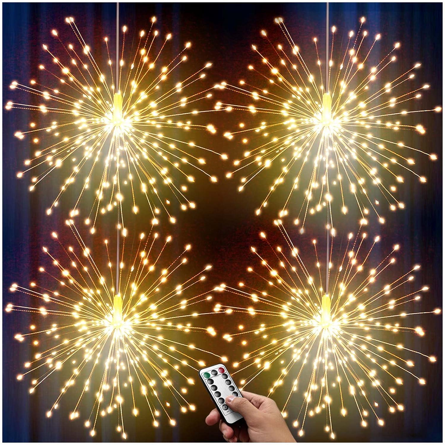 XYKA 200 LED Battery Operated Copper Wire Fairy Lights with Remote 8 Modes Deformable Star Sphere Hanging String Lights for Bedroom Christmas Wedding Patio Garden Timer Warm White Ceiling Decorations