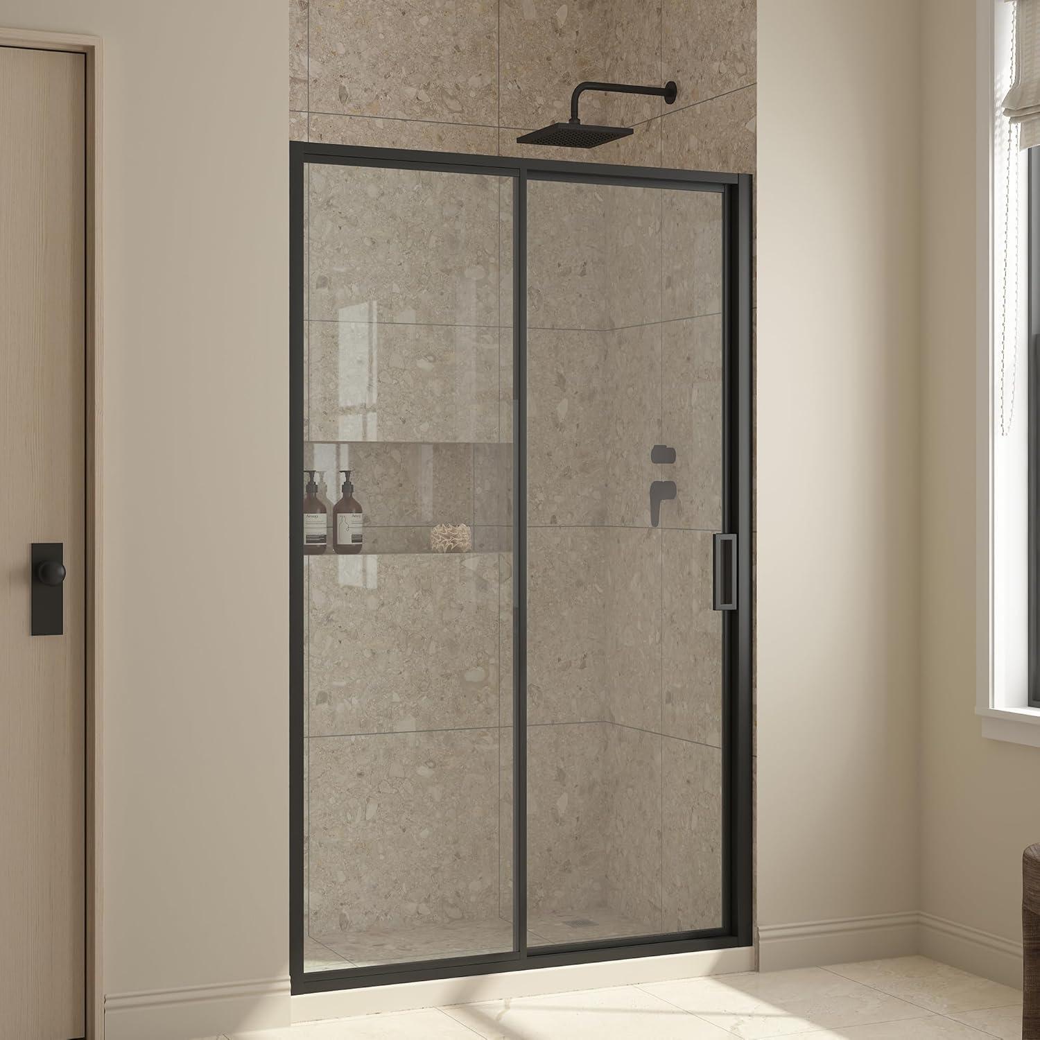 Ove Decors Stanford 48 In. W X 74 In. H Sliding Clear Straight Alcove Shower Door