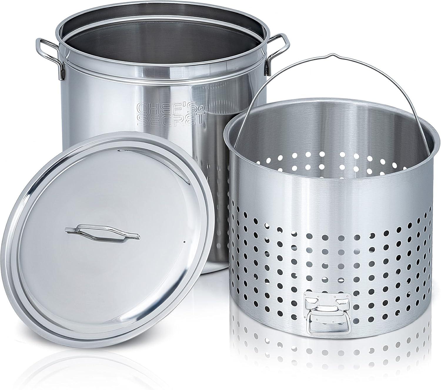 82 Quart Stainless Steel Stockpot with Basket Insert