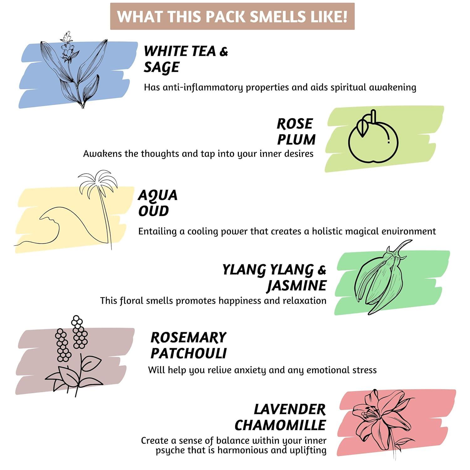 Folkulture Incense Sticks, Set of 6 (120 Sticks) - Rosemary, Jasmine, Lavender, Sage, Sleep Incense Sticks, Insence Sticks Variety Pack - Insense Sticks, Natural and Non Toxic (Sleep)