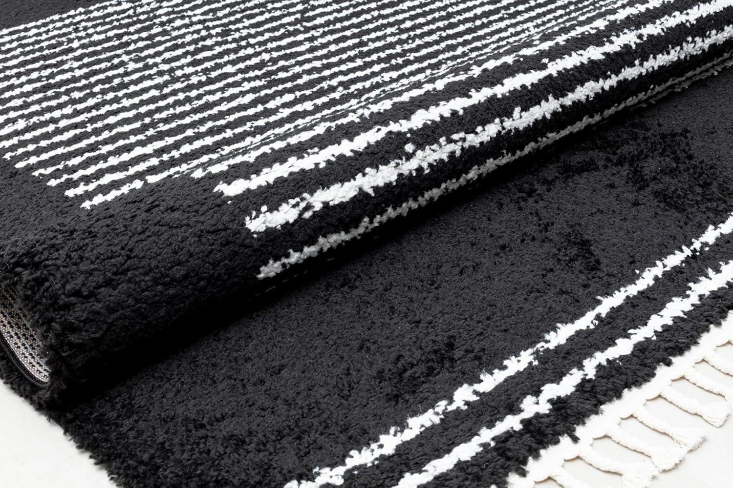 Ebony Twilight 5' x 7' Braided Stripe Shag Area Rug