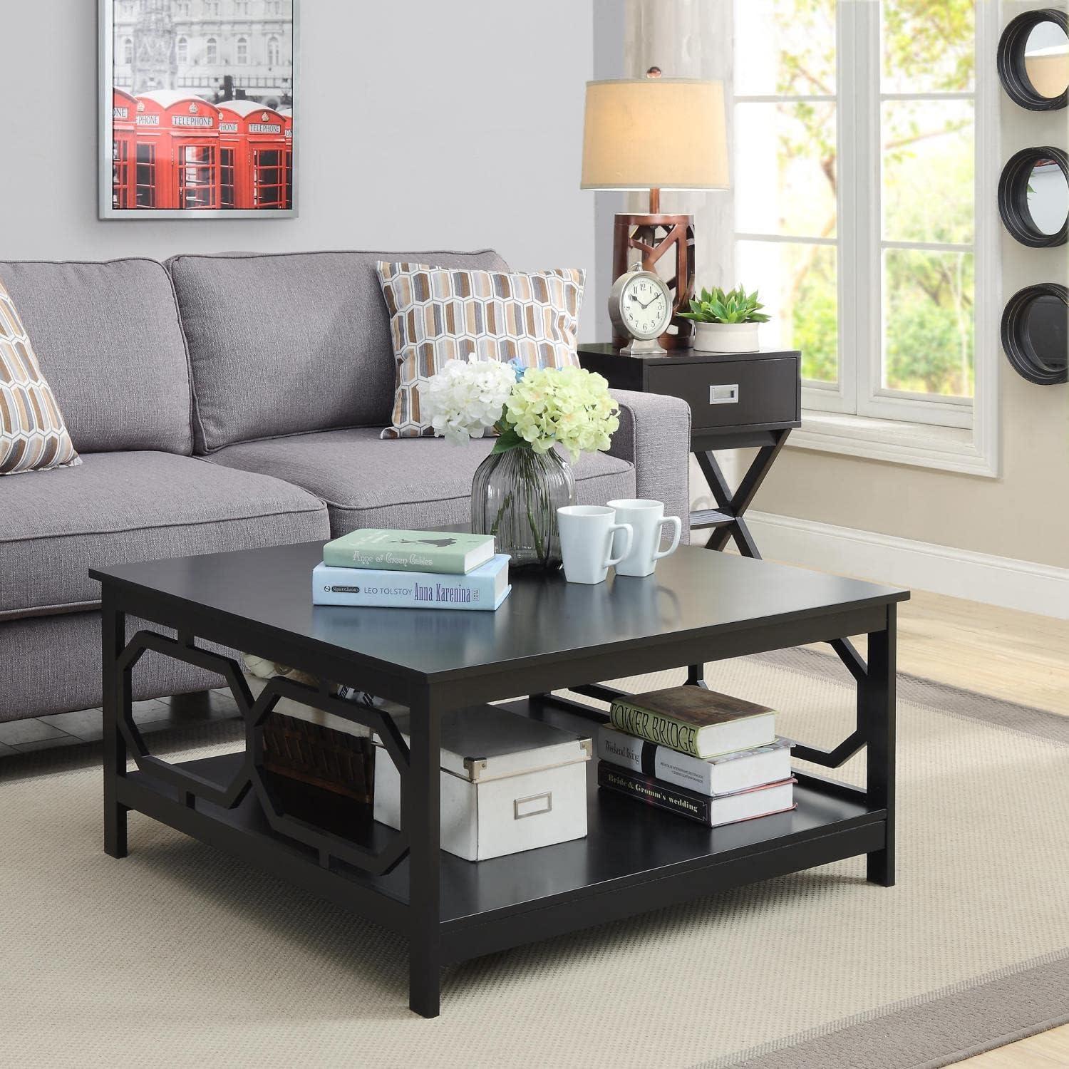 Convenience Concepts Omega Square 36" Coffee Table in Black Wood Finish