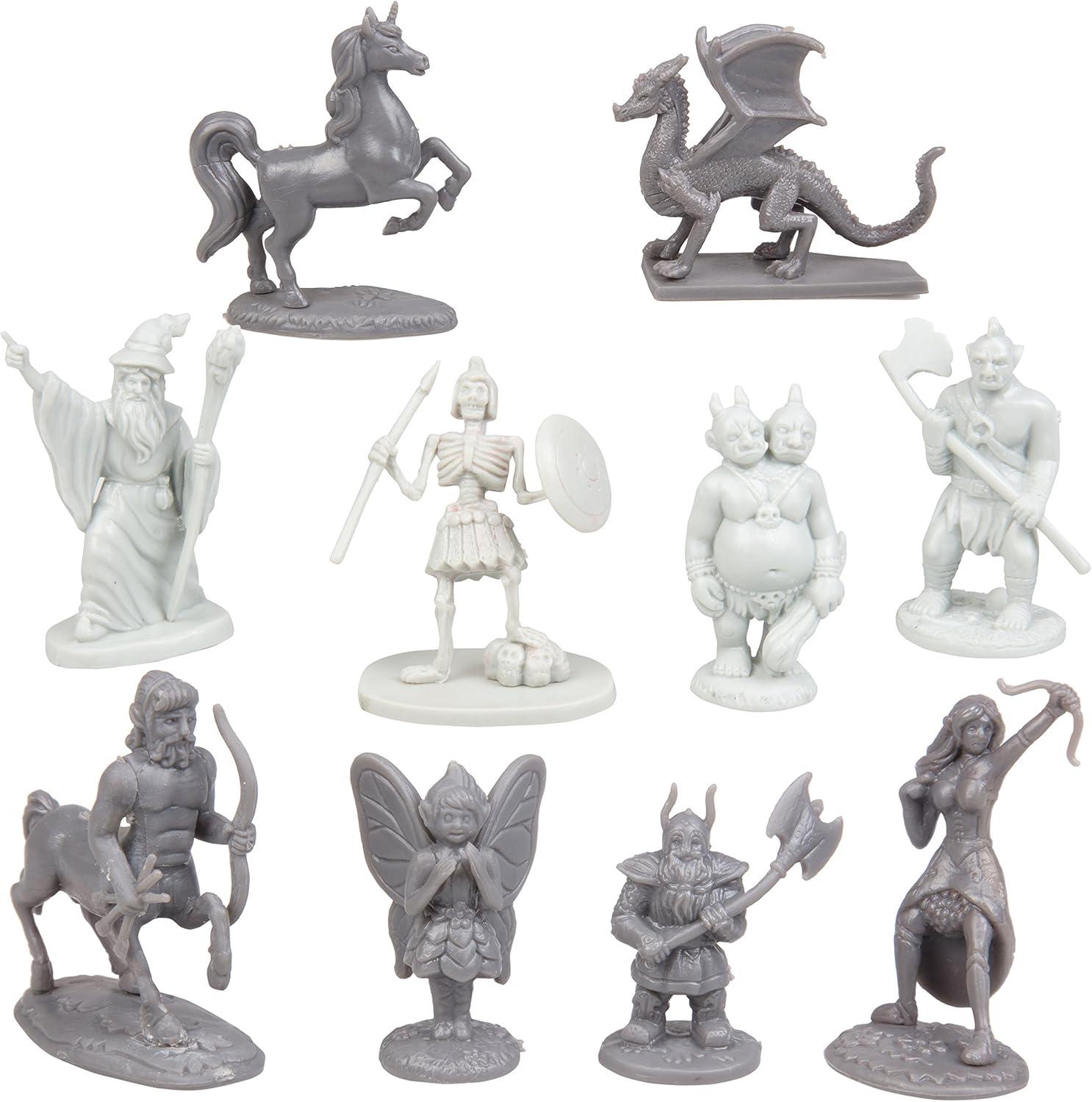 Fantasy Creatures Action Figure Playset 10 pcs - Monster Battle Toy Collection - w Dragons, Wizards, & More - Perfect for Roleplaying RPG, D&D Gaming