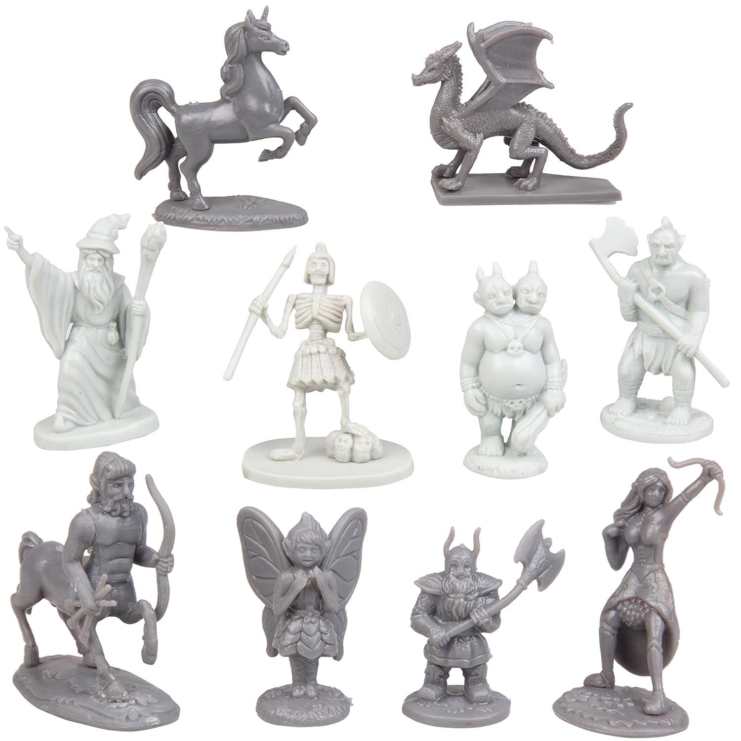 Fantasy Creatures Action Figure Playset 10 pcs - Monster Battle Toy Collection - w Dragons, Wizards, & More - Perfect for Roleplaying RPG, D&D Gaming