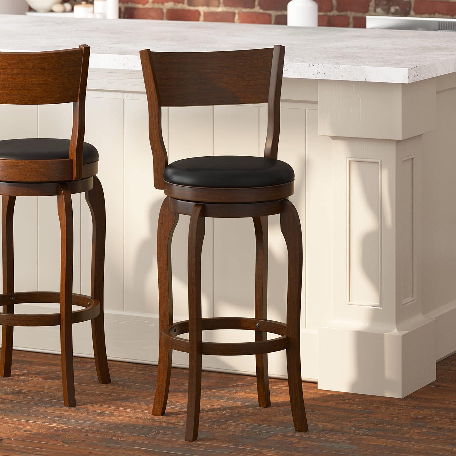 Taylor & Logan Enola Classic Wooden Dining Stool With Bowed Frame And Upholstered Seat