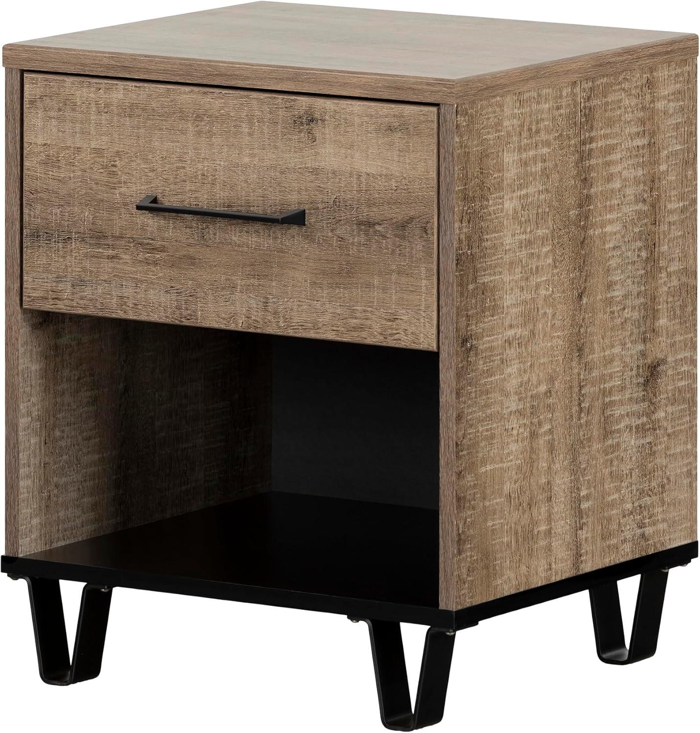 Arlen 1-Drawer Nightstand Weathered Oak and Matte Black