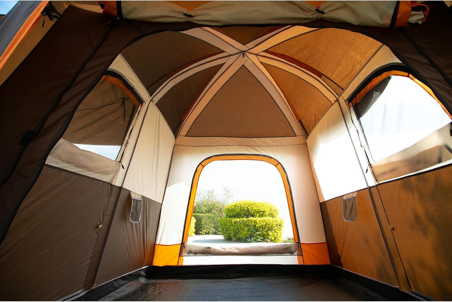 Large Gray and Orange Waterproof 6-Person Cabin Tent