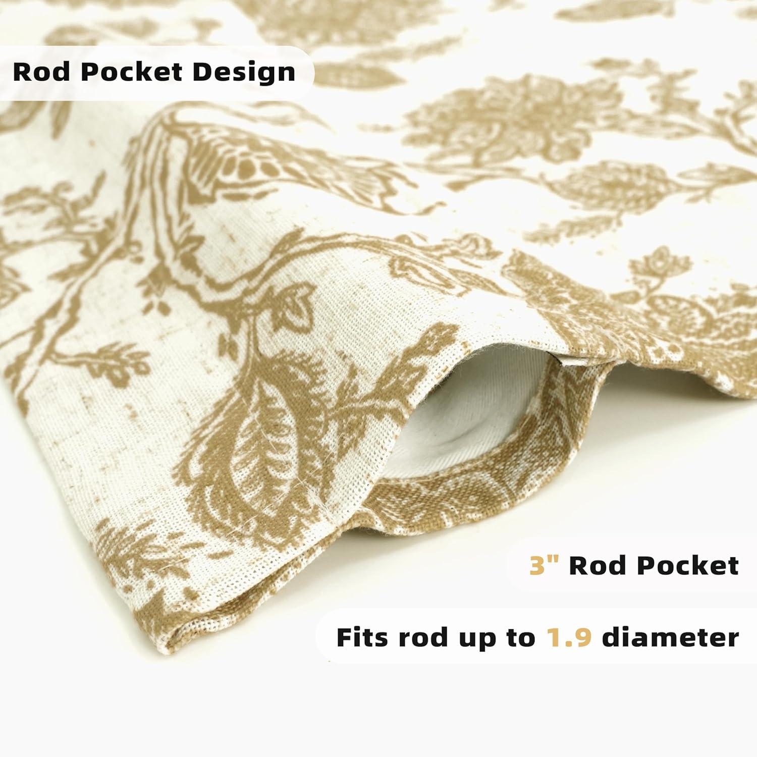 DriftAway Freda Jacobean Floral Linen Blend Blackout Thermal Insulated Energy Saving Privacy Window Curtain Valance Rod Pocket 2 Layers