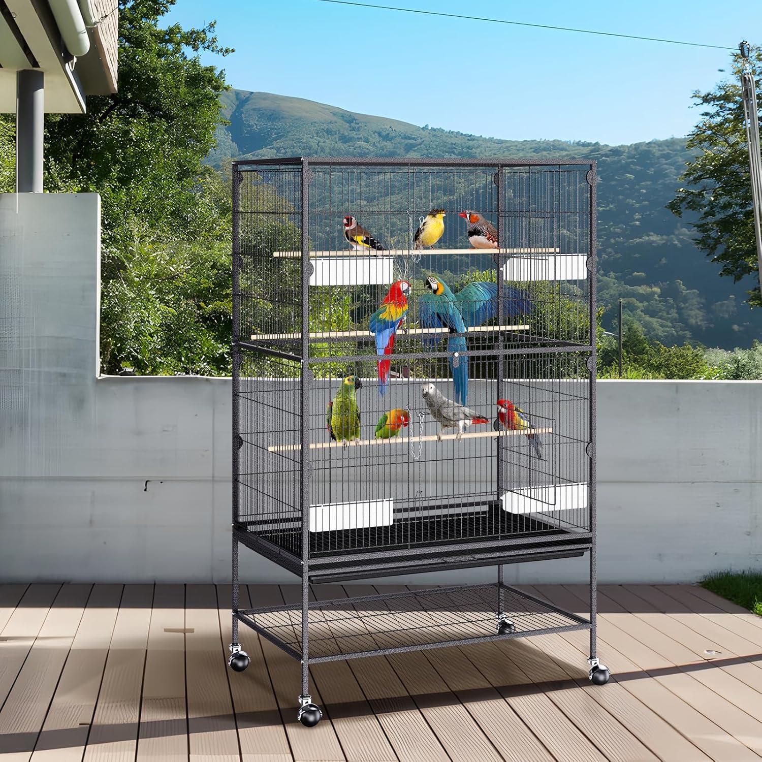 VEVOR Carbon Steel Flight Bird Cage for Parakeets, Cockatiels, Parrots 31*20*52inches