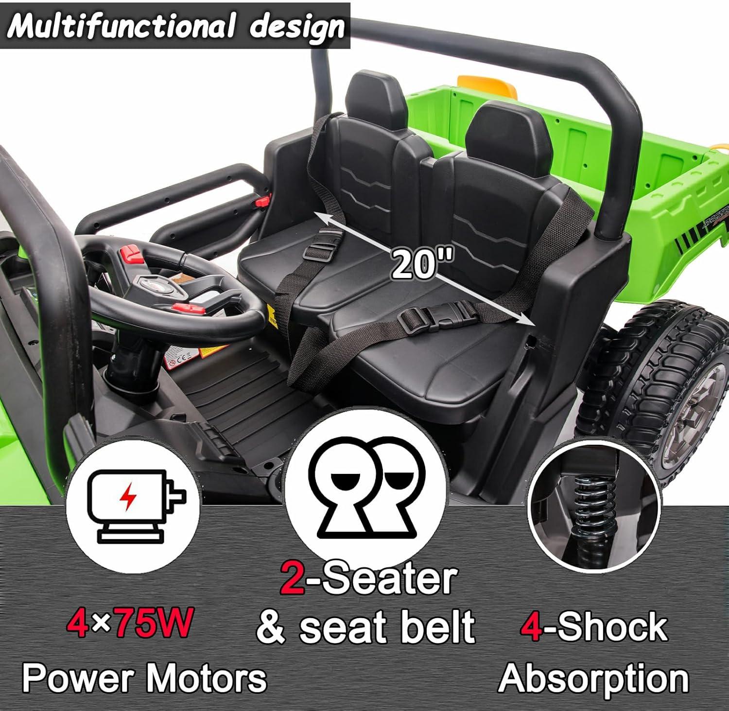 4 Wheels 24V Ride on Dump Truck Toys 2 Seater Kids Ride On UTV Car with Remote Control,Electric Dump Bed