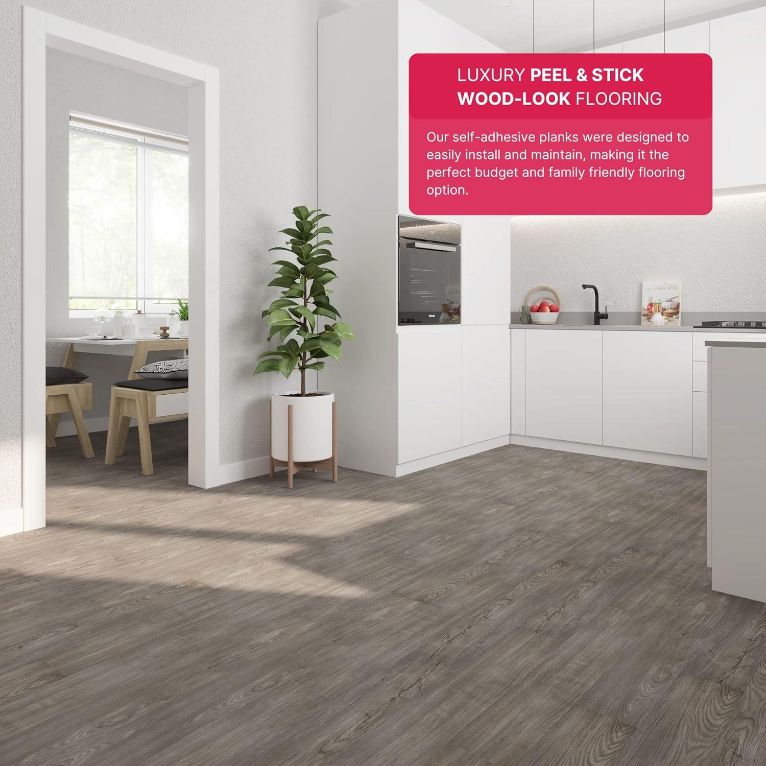 BaseCore 12mil x 6" W x 36" L Peel and Stick Luxury Vinyl Plank Flooring