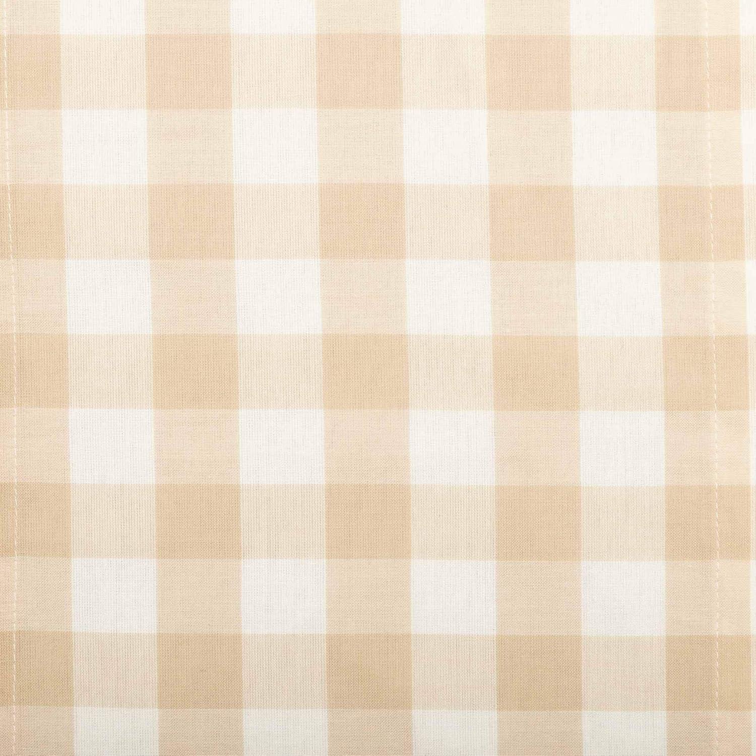 Annie Buffalo Check Tan and White Cotton Rod Pocket Valance, 16x60
