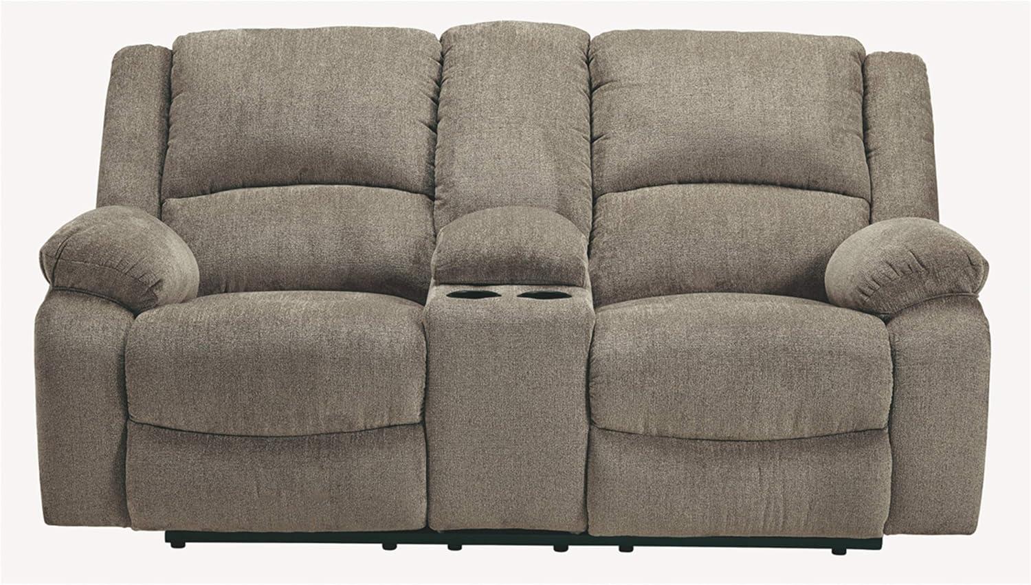 Signature Design by Ashley Draycoll Reclining Loveseat with Console in Pewter