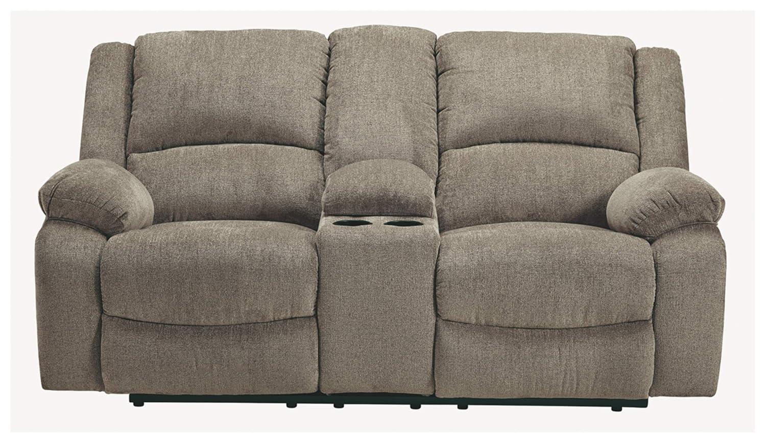 Signature Design by Ashley Draycoll Reclining Loveseat with Console in Pewter