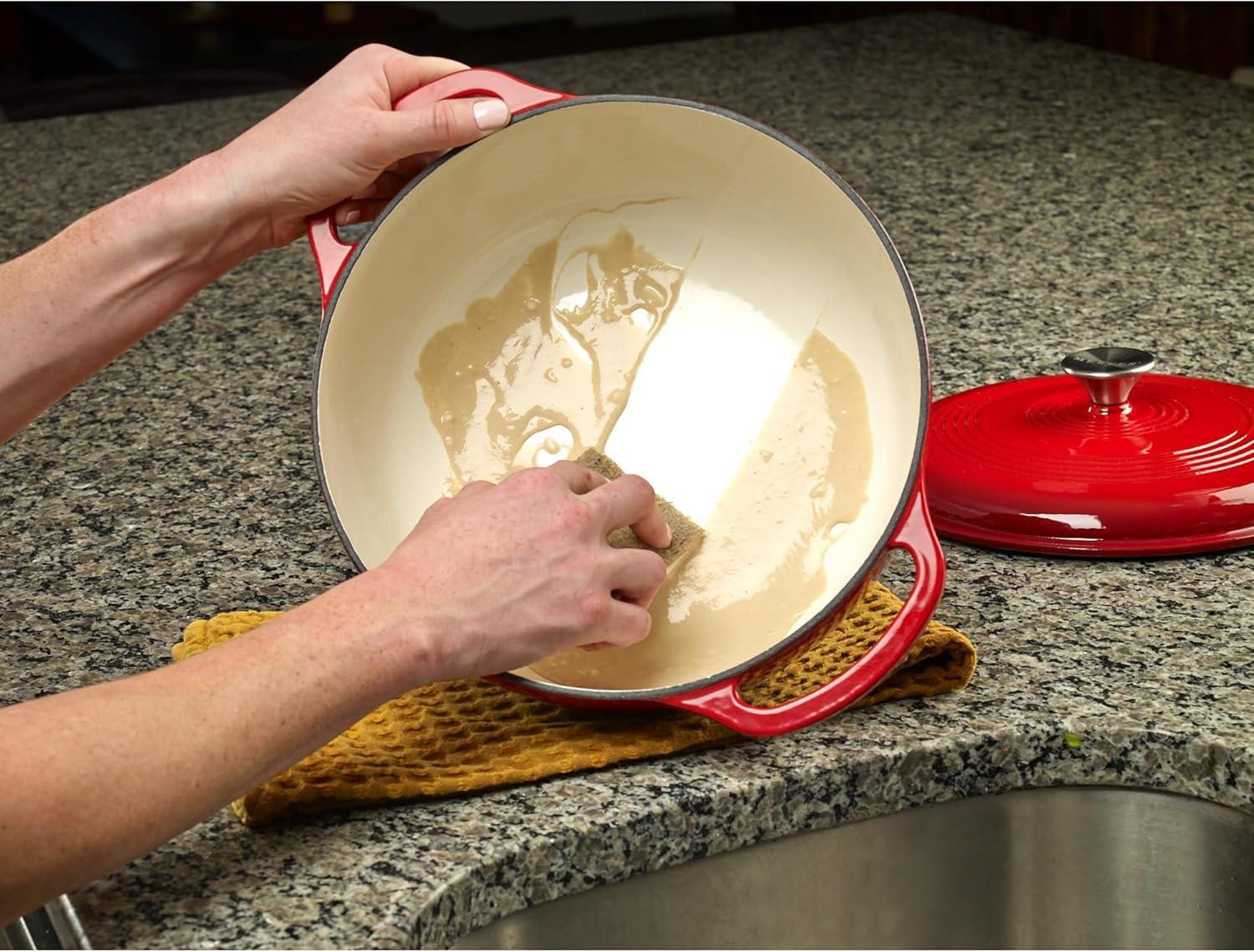 Red Enameled Cast Iron 6-Quart Round Dutch Oven with Lid