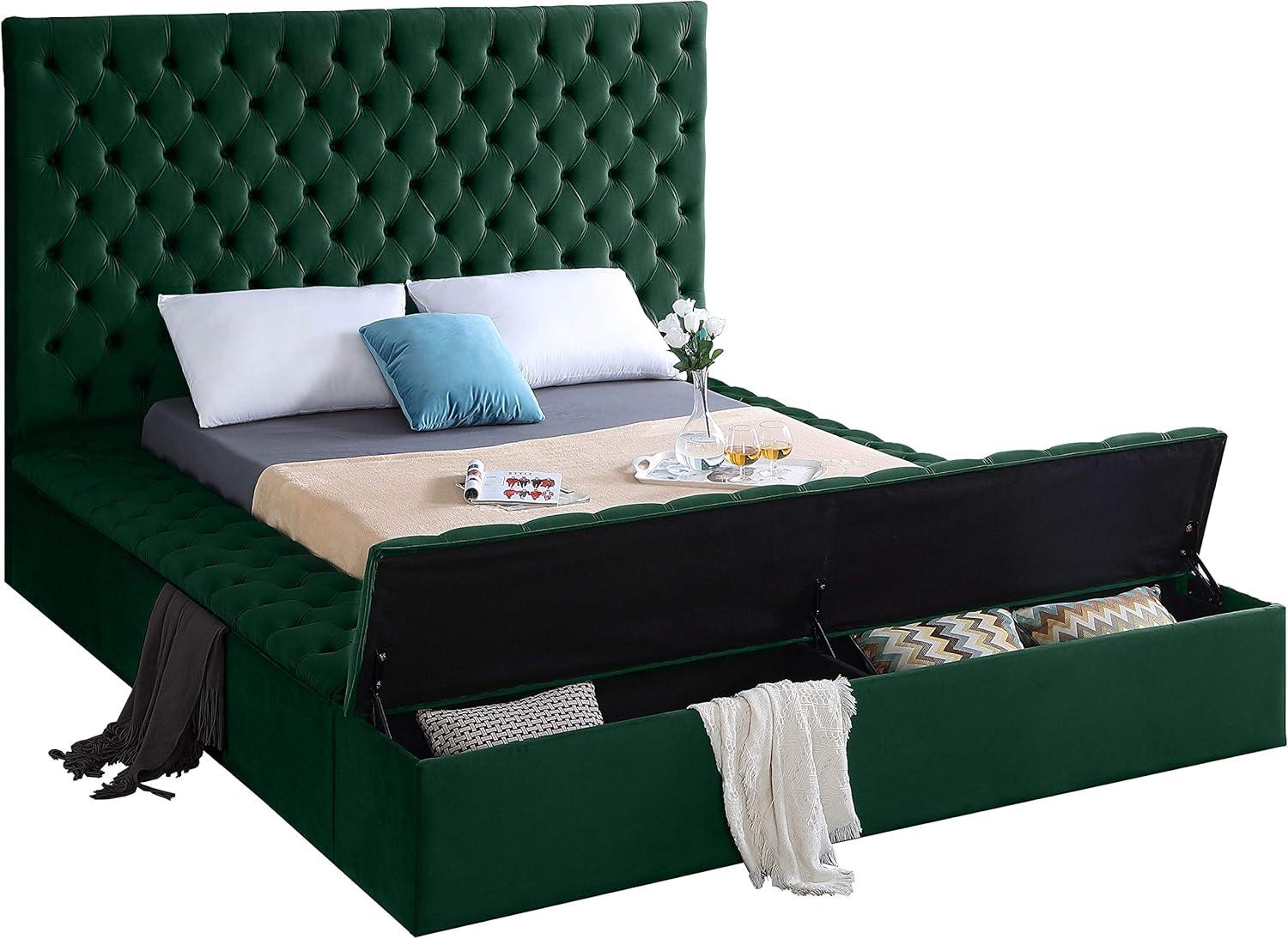 Meridian Furniture Bliss Modern Wood Storage Platform Bed, King, Green