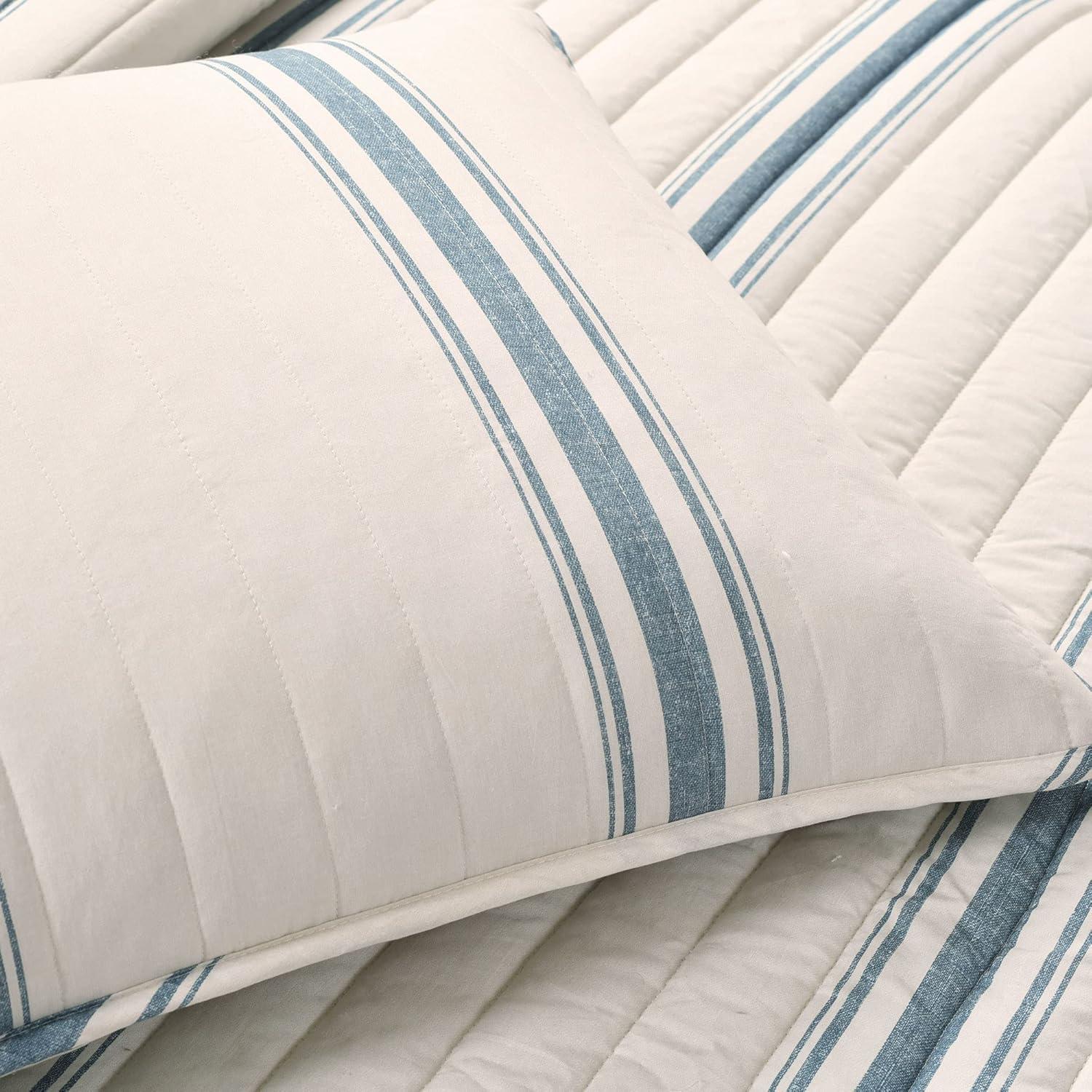 Lush Decor Farmhouse 460 Thread Count Striped 3 Piece Quilt Sets, King with Pillow Shams