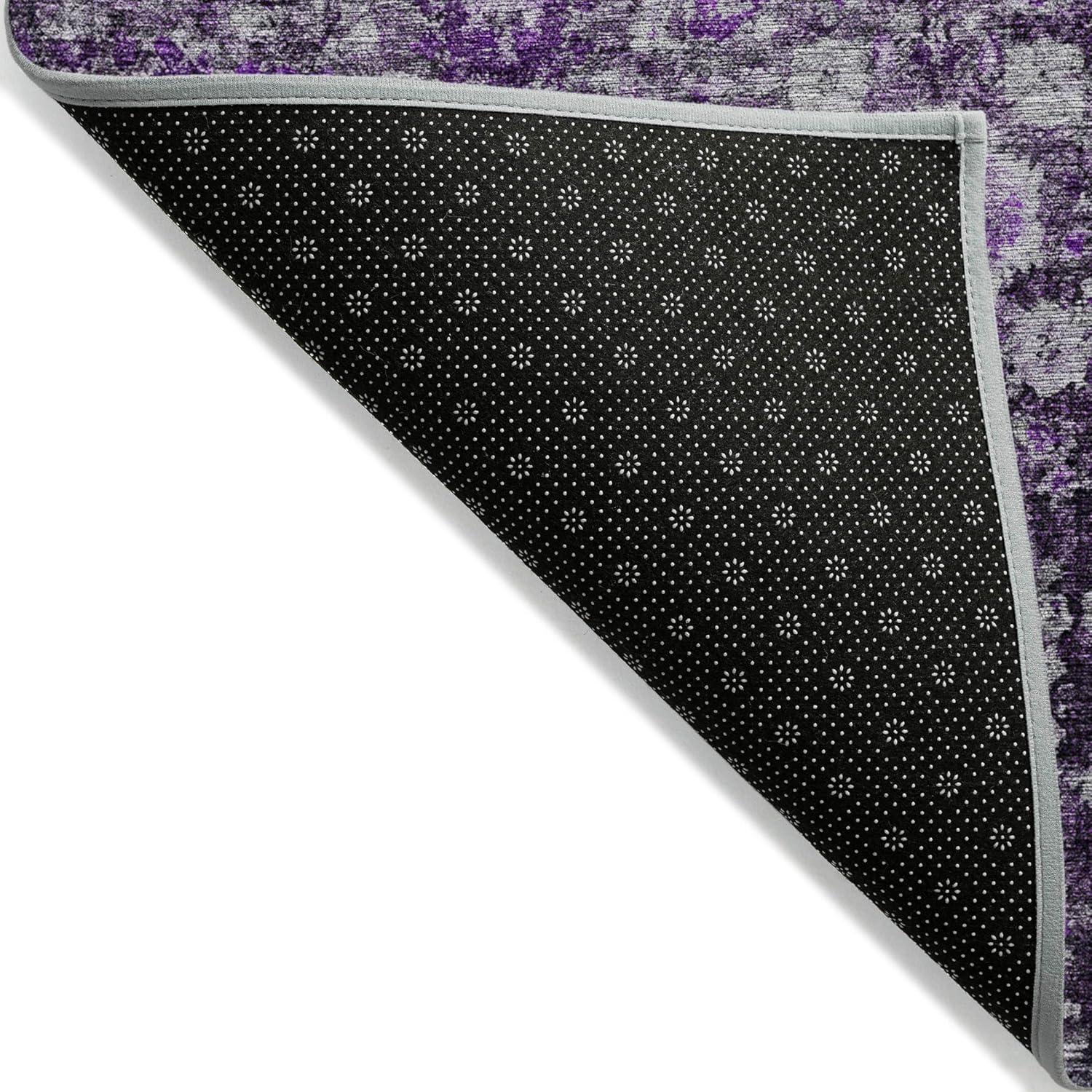 Purple Rectangular Machine Washable Synthetic Area Rug