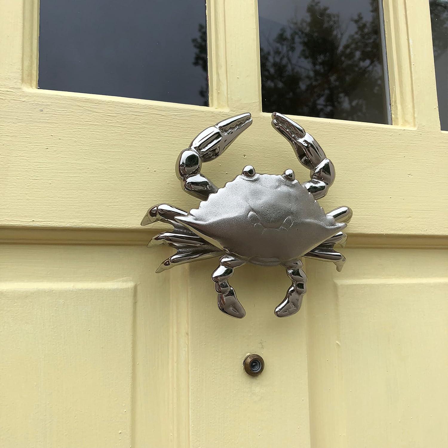 Nickel Silver Coastal Crab Solid Brass Door Knocker