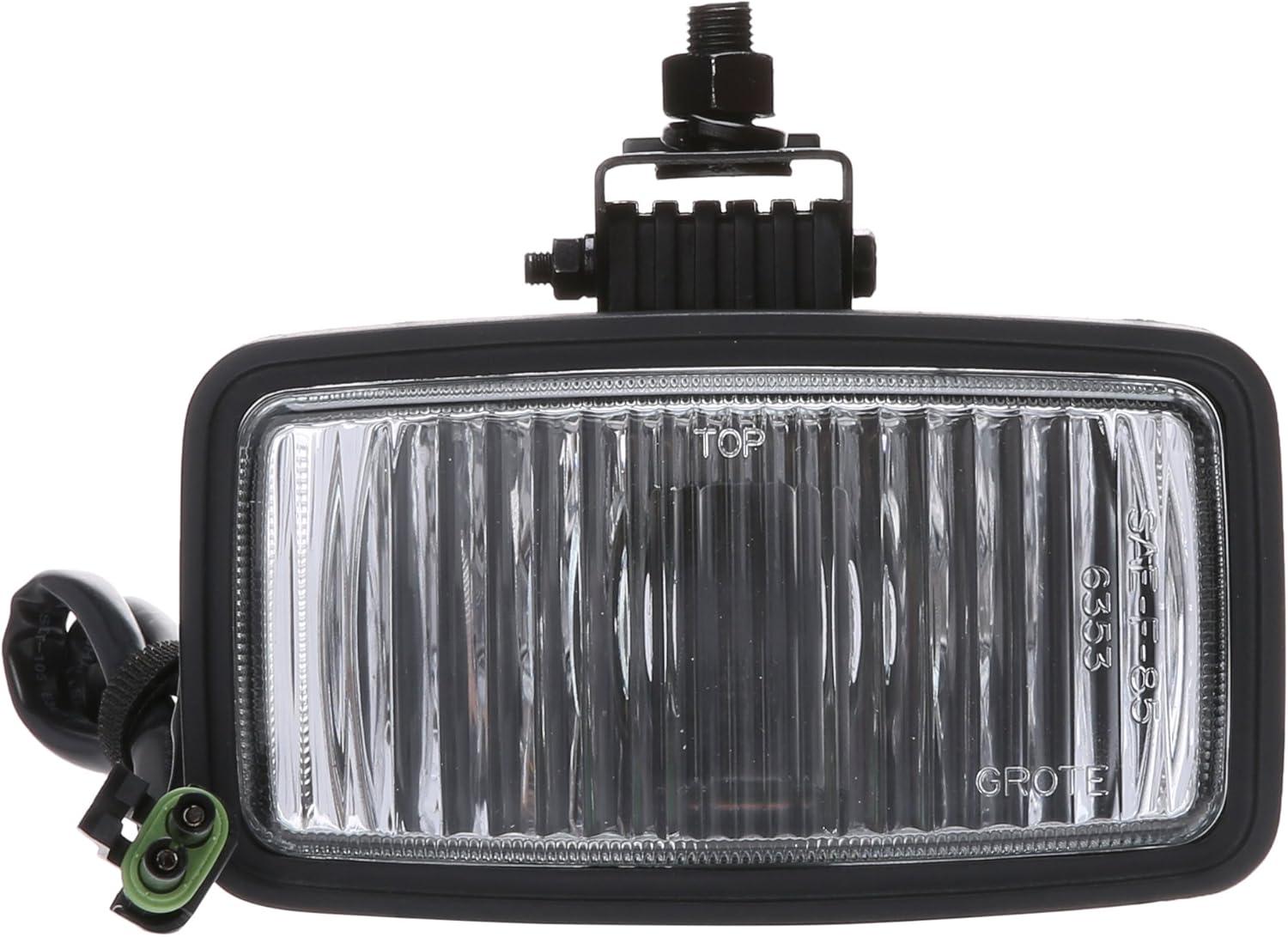 Sleek Black Rectangular Halogen Fog Light with Durable Glass Lens