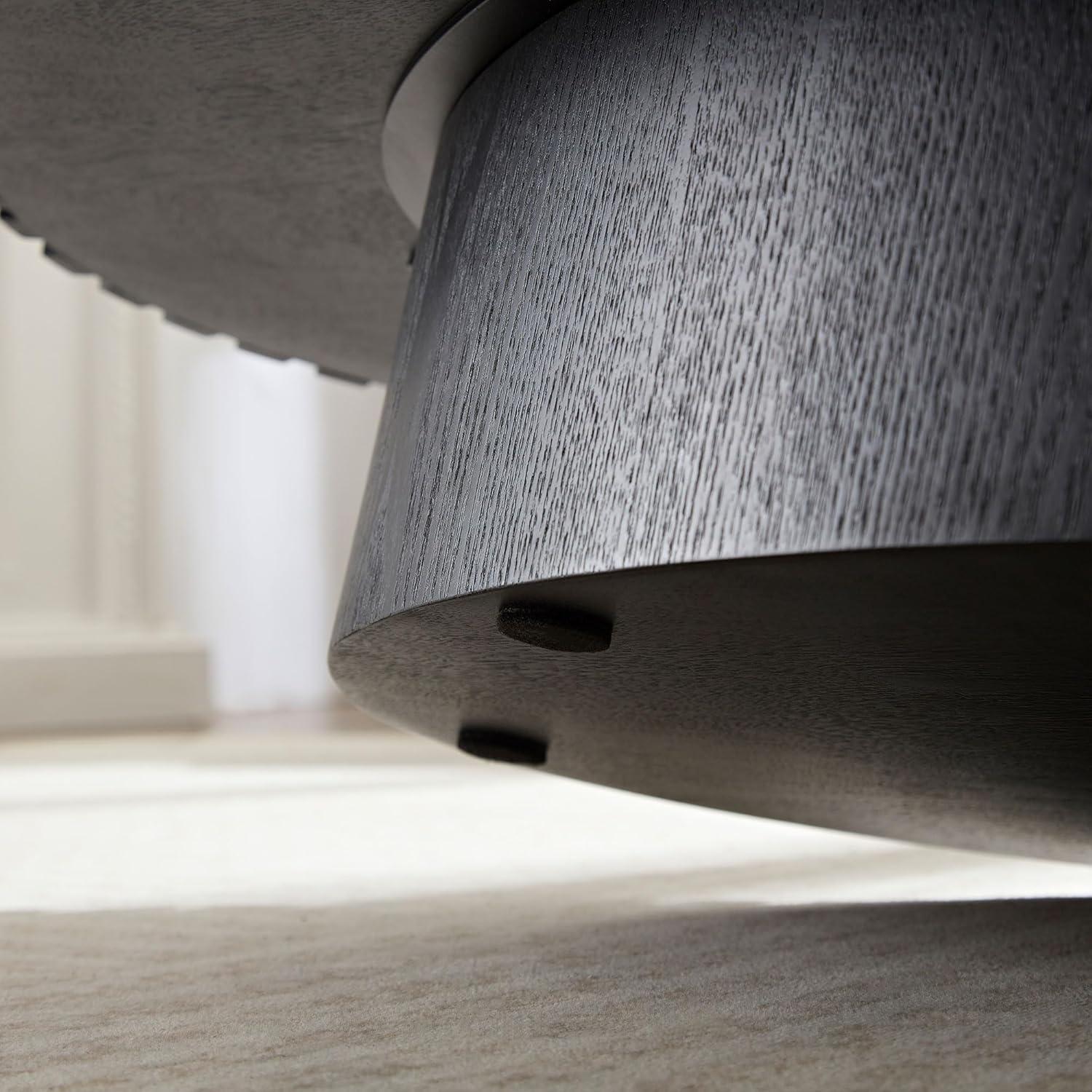 43.7'' Oval Wood Coffee Table,Modern Handcraft Drum Coffee Table for Living Room, Small Center Table with Sturdy Pedestal (Black, L43.7 x W24.8 x H13.38)