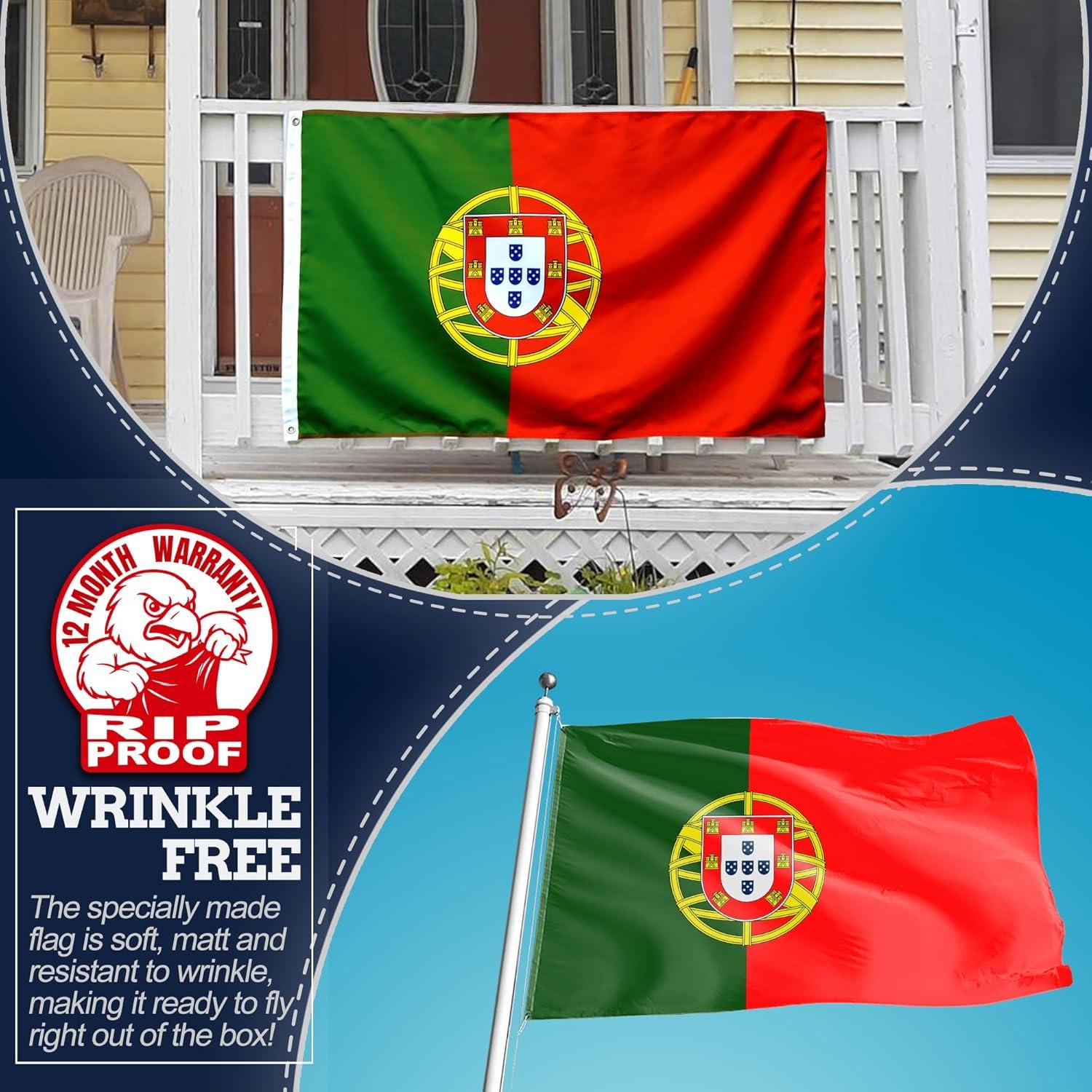 Anley Rip-Proof Double Sided 3-Ply Portugal Flag 3x5 Foot - Portuguese National Flags