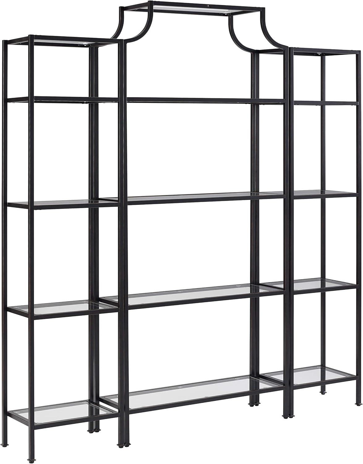 80.5" 3pc Aimee Narrow Etagere Set Oil Rubbed Bronze - Crosley: Tempered Glass Display, Steel Frame, Fixed Shelves